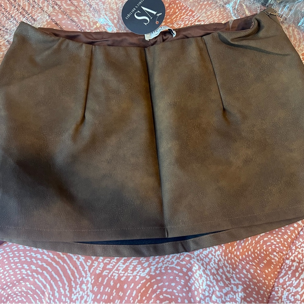 Brown Leather Mini Skirt